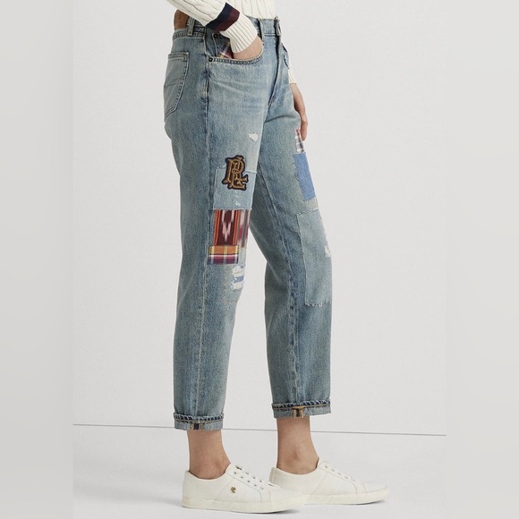 Lauren Ralph Lauren Women’s Patchwork Relaxed Tapered Jeans Sz 2 - Picture 5 of 9